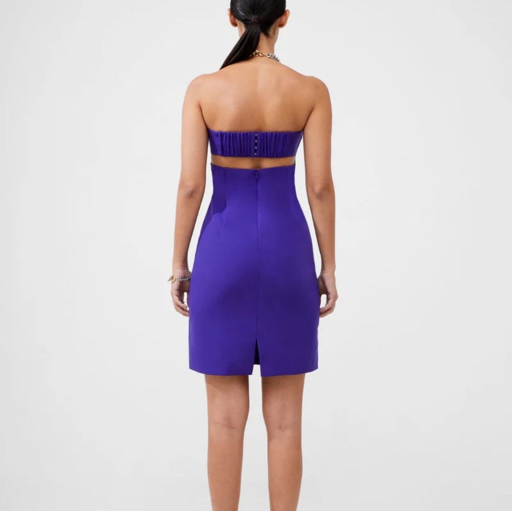 NWT French Connection Strapless Echo Crepe Back Cutout Purple Dress 10